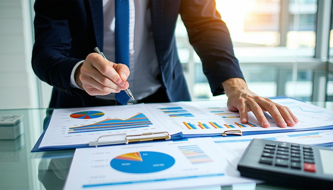 Business leader making decisions based on data reports