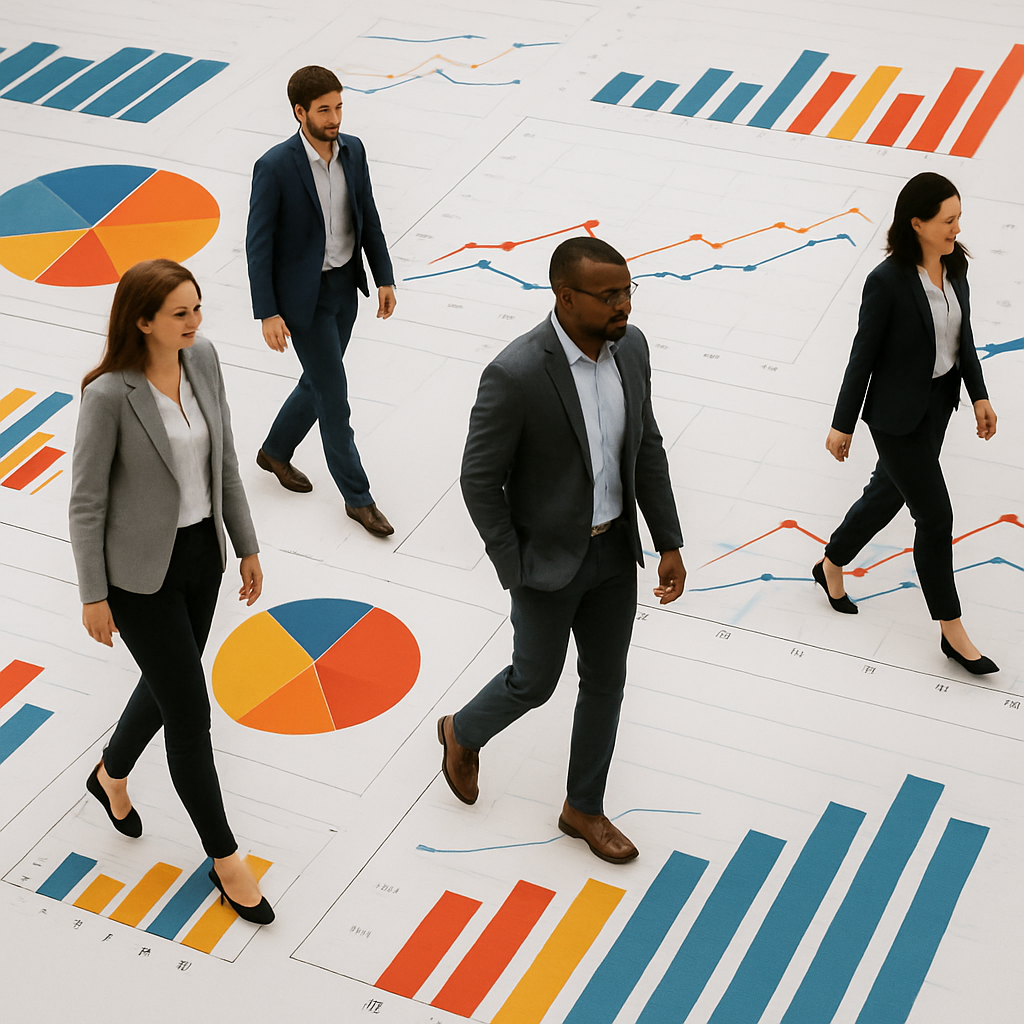people walking through data charts and graphs-1 people walking through data charts and graphs-1